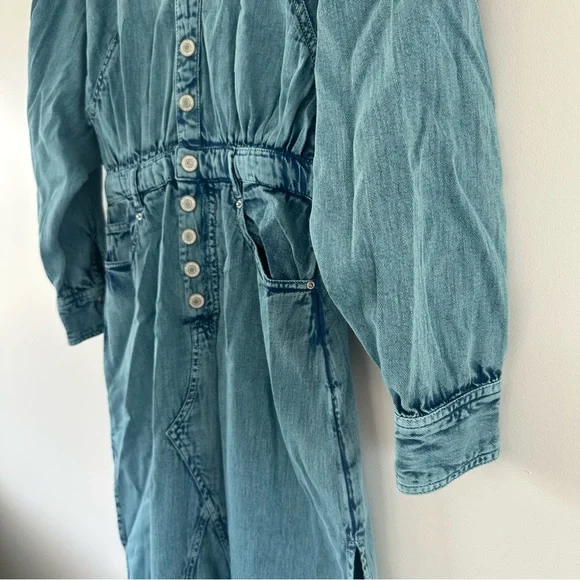 Free People Mad Love Midi Size Small Long Sleeve Denim Dress - Picture 4 of 13
